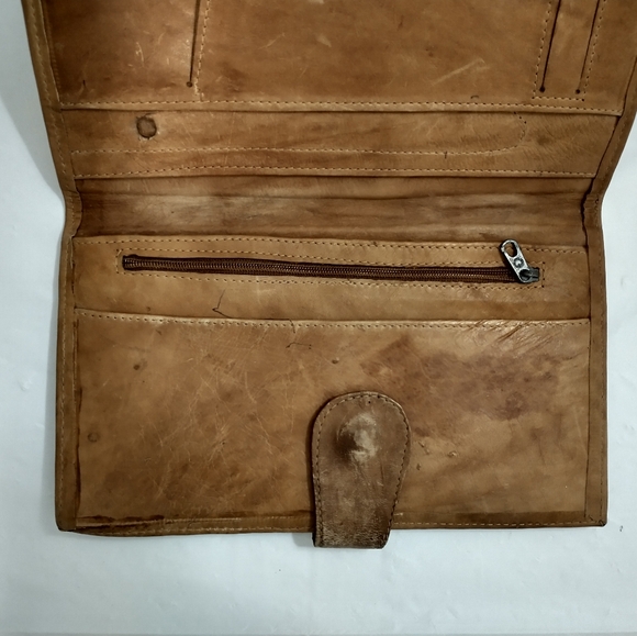 Vintage Men's Leather Portfolio Wallet ‘Handmade Product Soft Supple Leather Tan - Picture 4 of 5